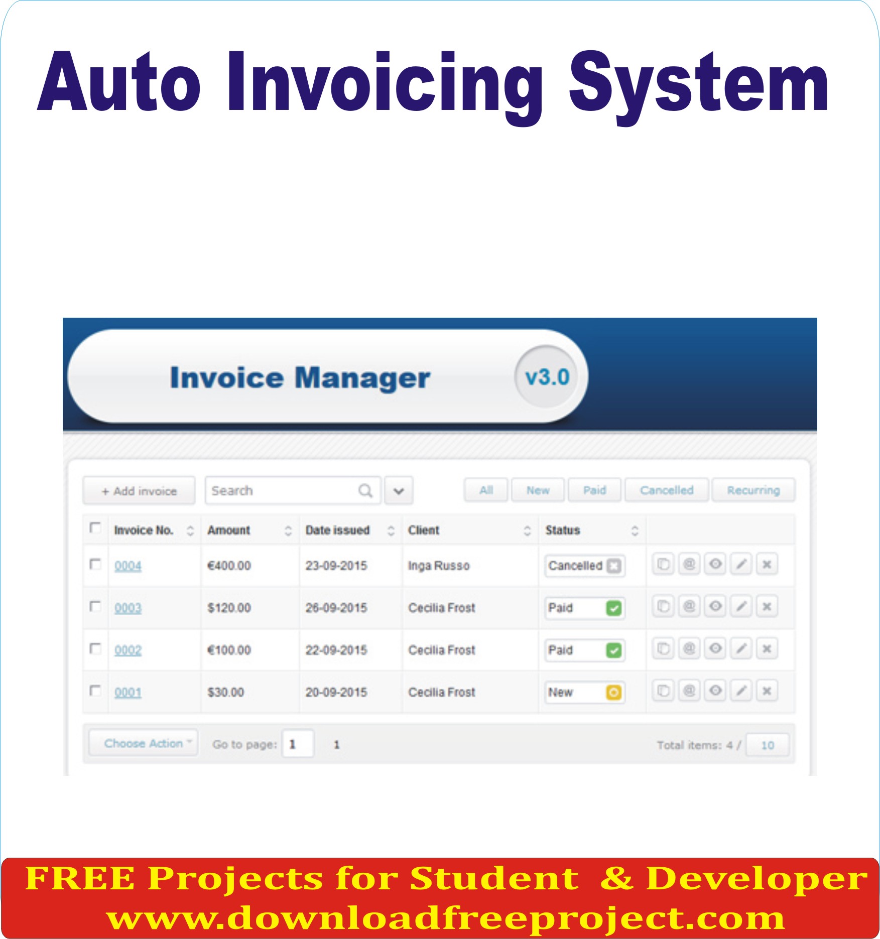 Free Auto Invoicing System In Asp.Net Projects Download