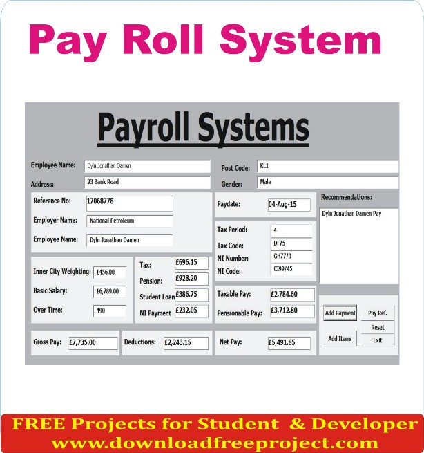 Free Pay Roll System In Java Projects Download