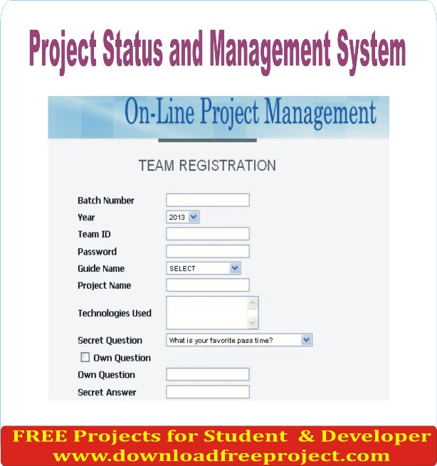 Free Project Status and Management System In Java Projects Download