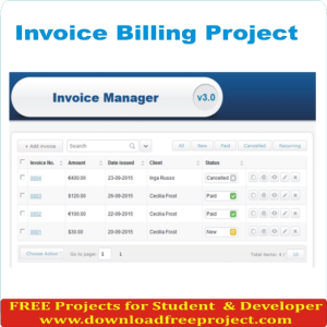 Free Invoice Billing Project In PHP Projects Download